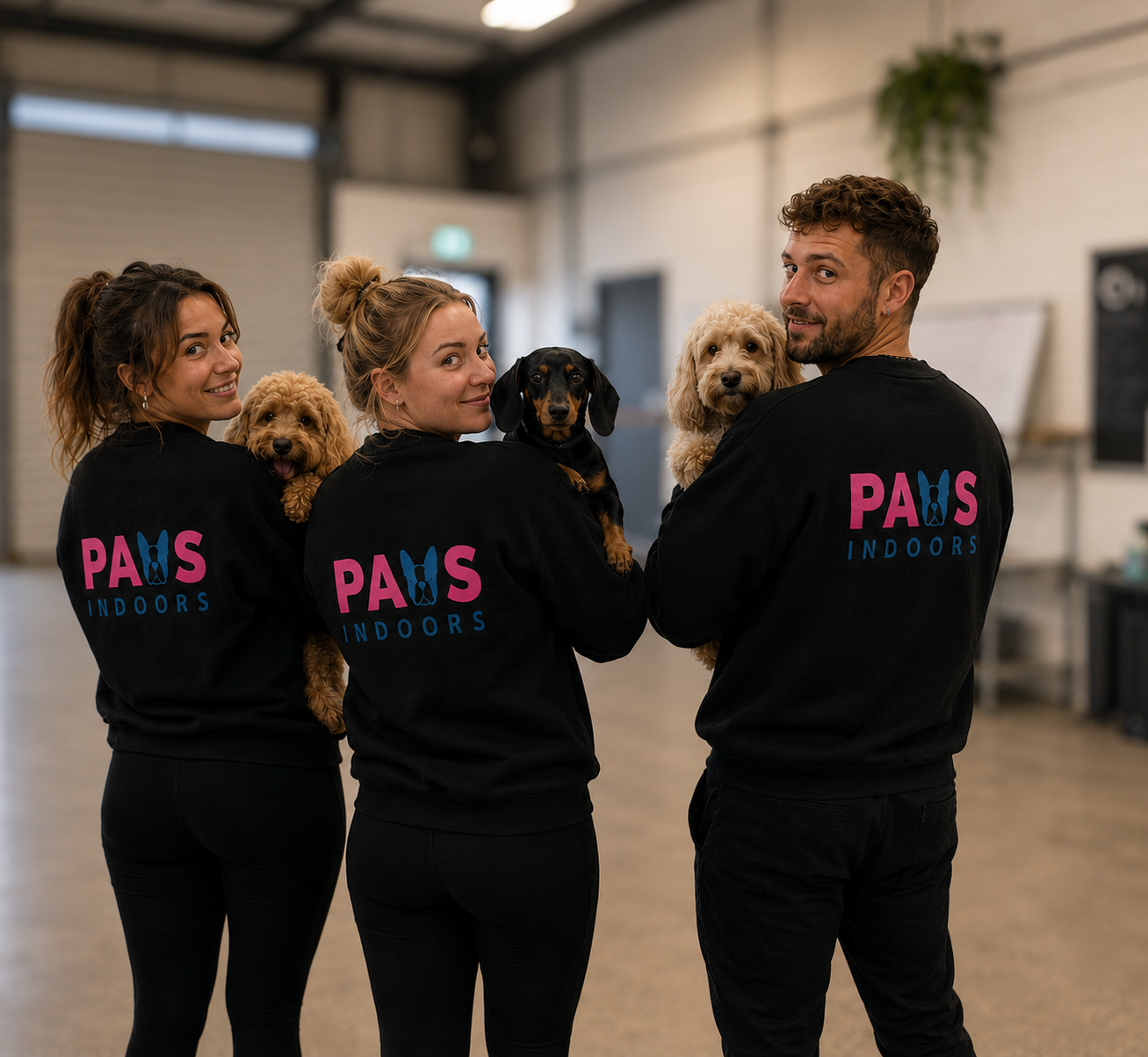 Professional dog handler caring for dogs